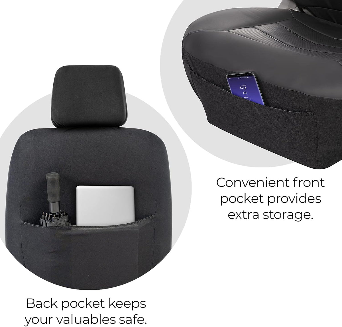 Soft Faux Leather Car Seat Cover, Universal Fit, Black Z877521