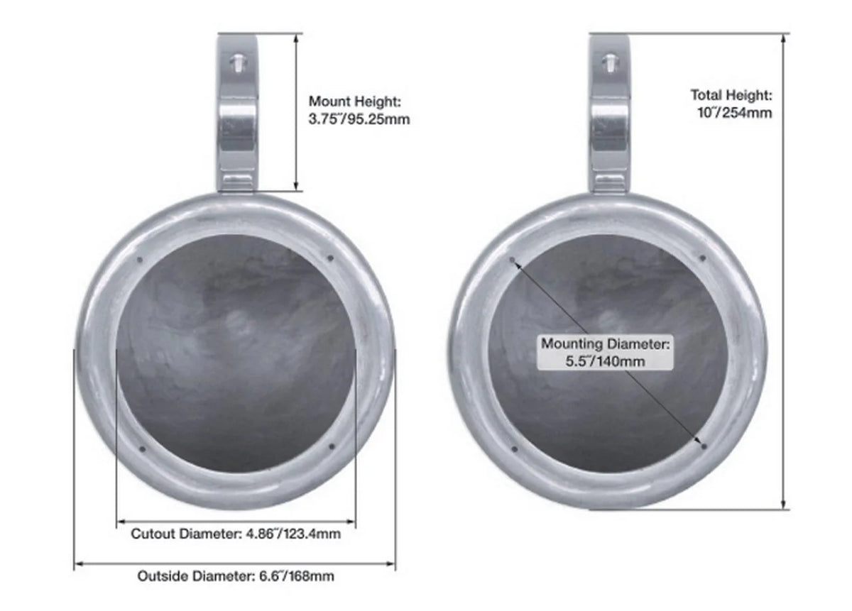 5.25" 360 Degree Swivel Marine Wakeboard Tower Speaker Pods E4215