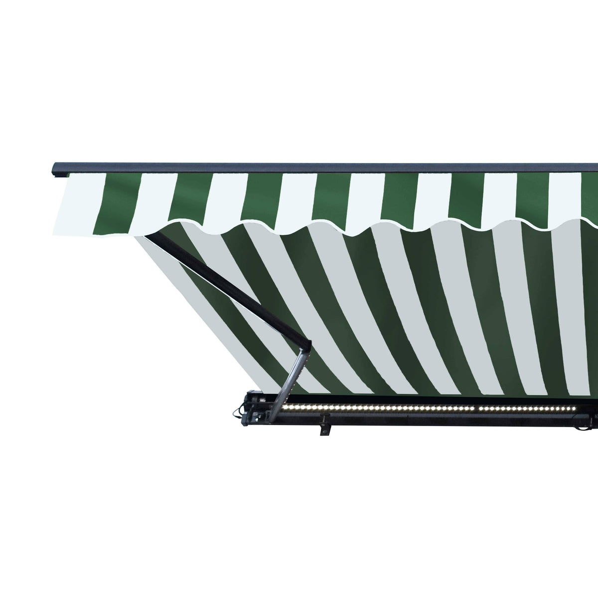 Motorized LED Half Cassette Retractable Awning 10 x 8 Feet Green/White S623233