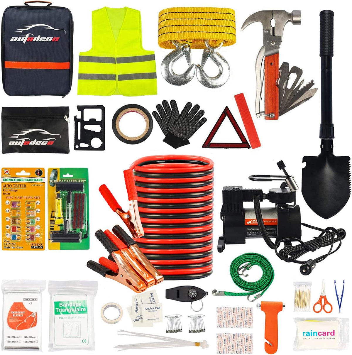 118-Piece Heavy Duty Car Roadside Emergency Kit Y29829