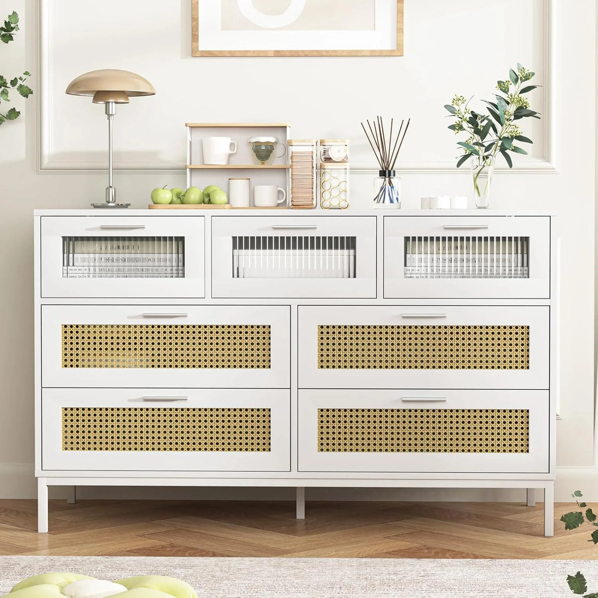 7 Drawer Rattan Dresser A78941