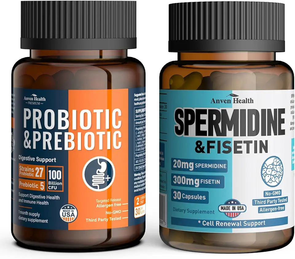 Probiotics & Spermidine Supplement - 100B CFU, 27 Strains, 20mg Spermidine, 300mg Fisetin H404
