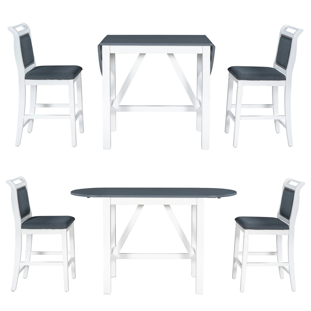 3-Piece Counter Height Dining Table Set with Drop Leaf and Upholstered Chairs B33111