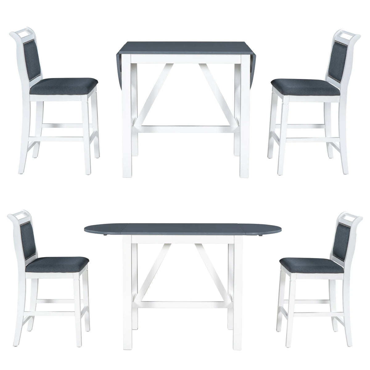 3-Piece Counter Height Dining Table Set with Drop Leaf and Upholstered Chairs B33111