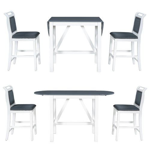3-Piece Counter Height Dining Table Set with Drop Leaf and Upholstered Chairs B33111