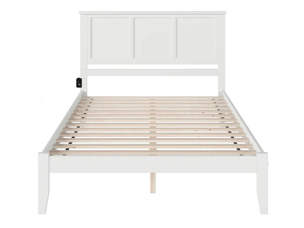 Queen Solid Wood Platform Bed with Panel Headboard in White E126882