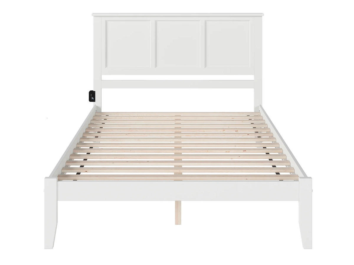 Queen Solid Wood Platform Bed with Panel Headboard in White E126882