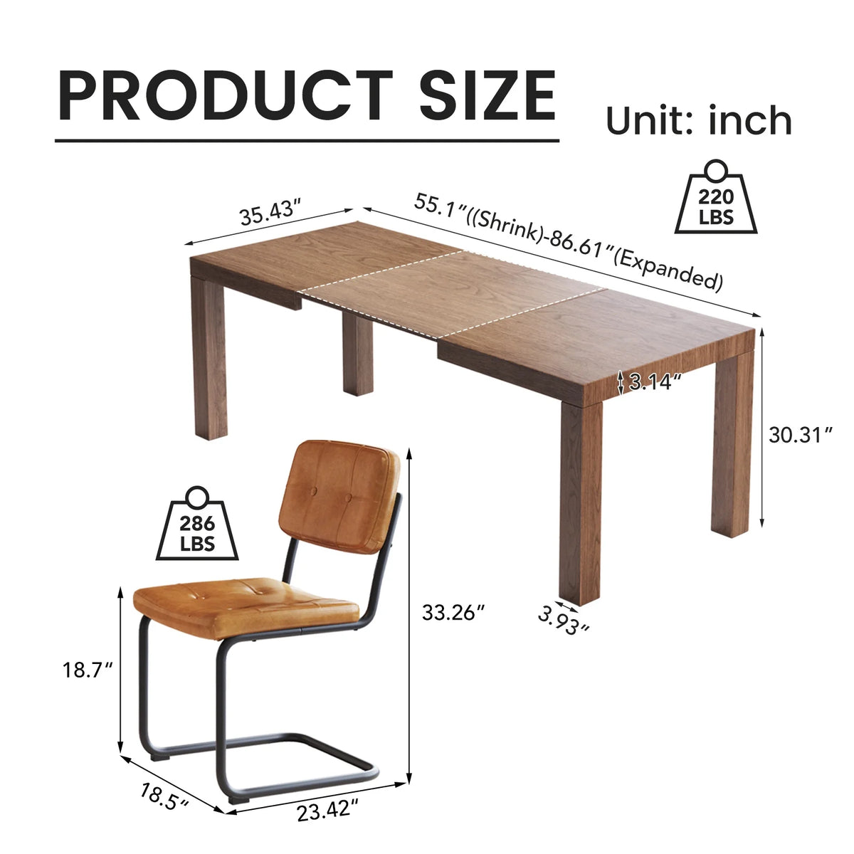 Extendable Dining Table Set with 4 Chairs D7899