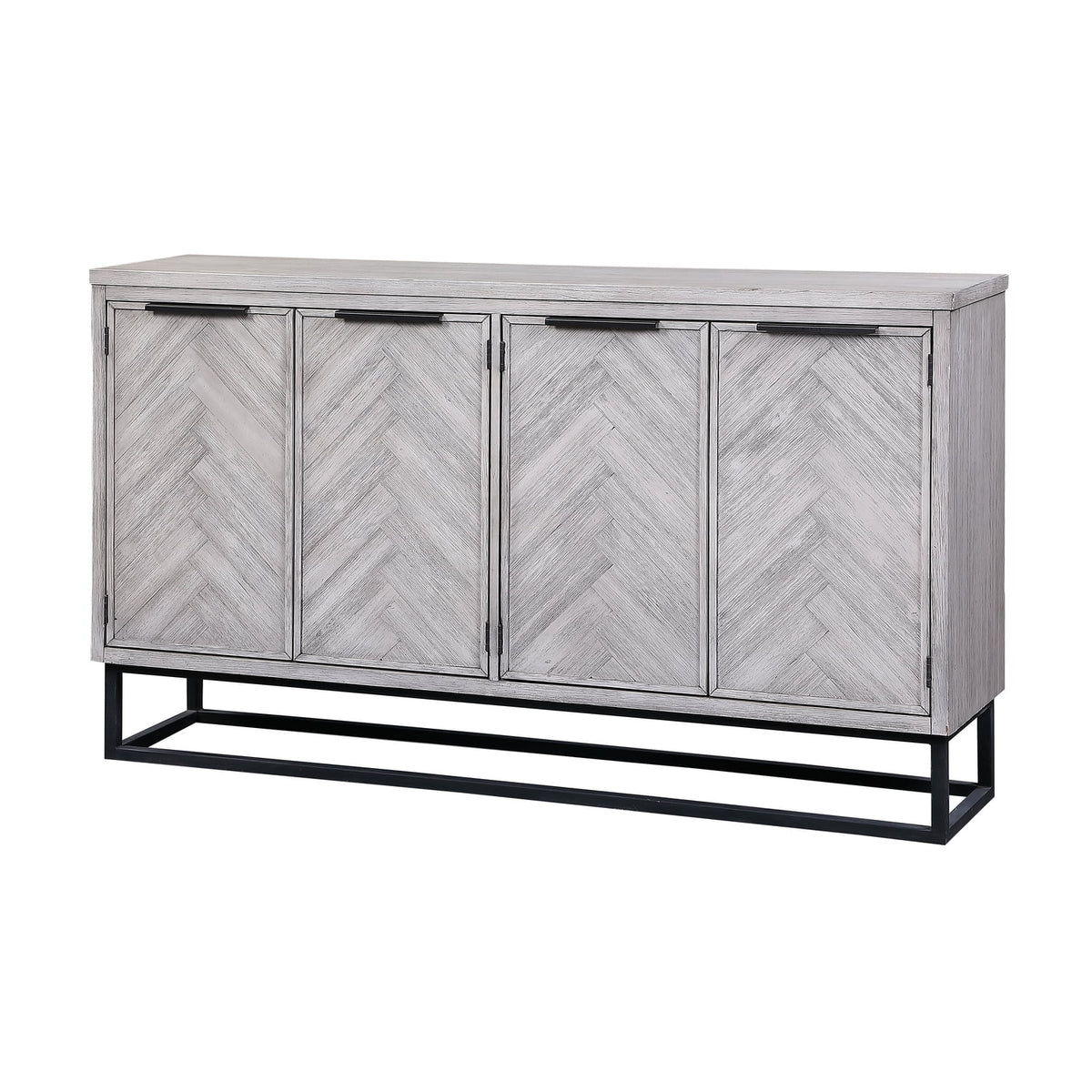 White Wood Four Door Media Credenza U111527