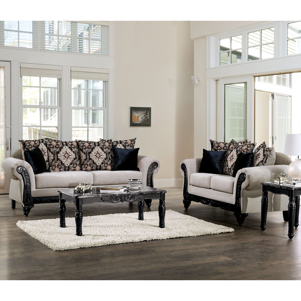 Light Brown Chenille Loveseat A896