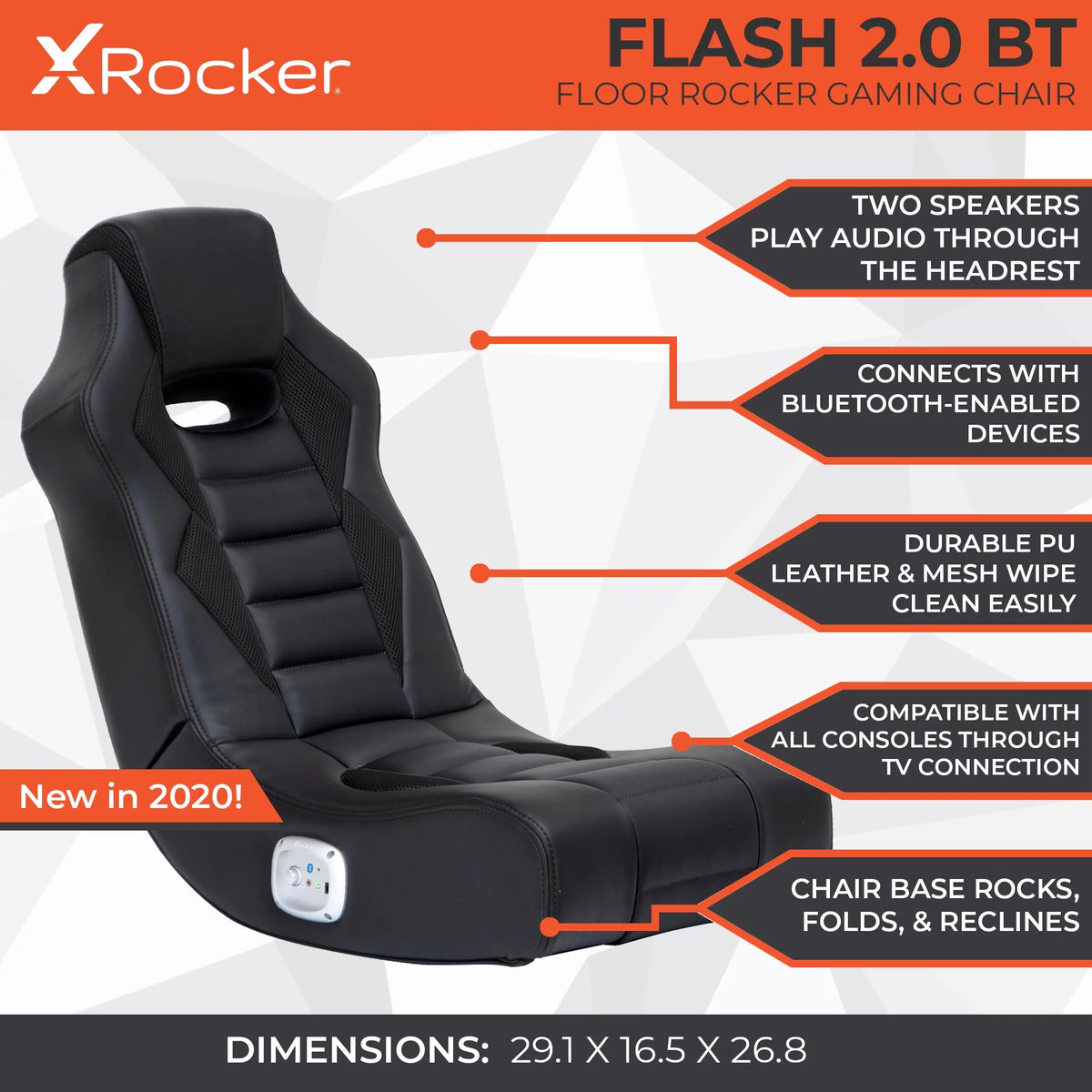 Black Bluetooth Audio Floor Rocking Gaming Chair Y22122
