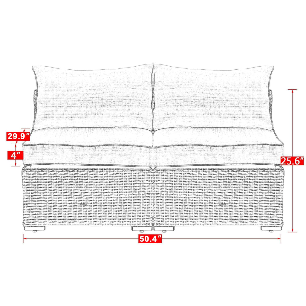 Blue PE Rattan Wicker Patio Armless Sofas S992845