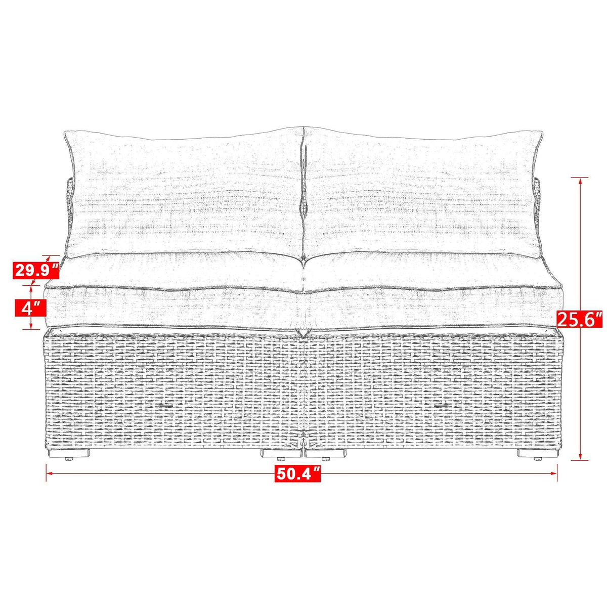 Blue PE Rattan Wicker Patio Armless Sofas S992845