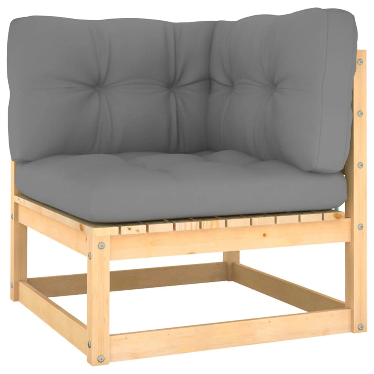 4 Piece Patio Lounge Set with Gray Cushion Pinewood Sectional Outdoor Furniture Set D78003