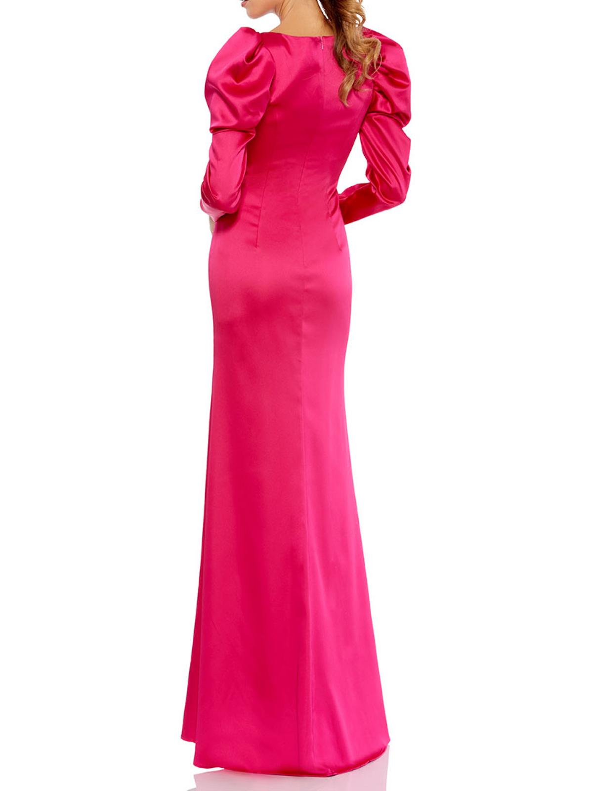 Satin Puff Sleeve Evening Dress Q31220