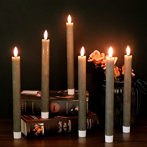 Flameless Ivory Taper Candles with Remote, Battery Operated Led 3D Wick Real Wax Pack of 6 X951106