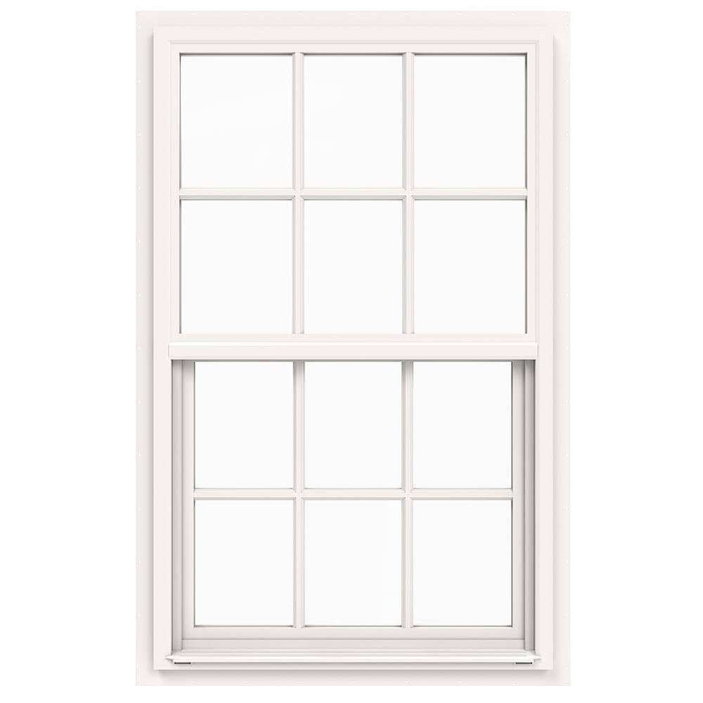 30 in. x 48 in. White Single-Hung Vinyl Window with 6-Lite Colonial Grids Z745687