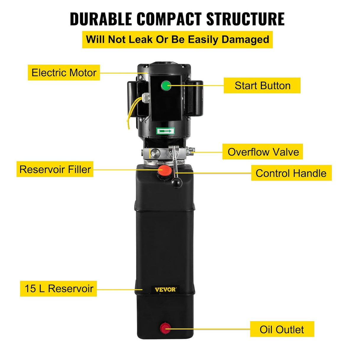 Hydraulic Pump 4 Gallon 3450 RPM 208-230 Volt 2 Horsepower Portable Car Lift U3884