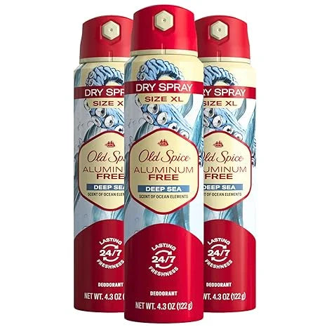Aluminum Free Deodorant Dry Body Spray, Deep Sea, 4.3oz (Pack of 3) T261057