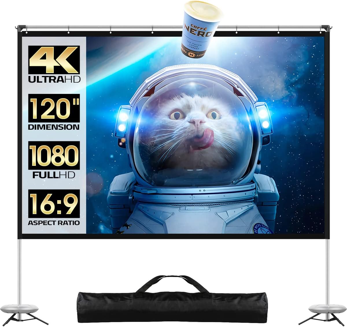 120 inch Portable Projector Screen with Stand and Carry Bag N84266