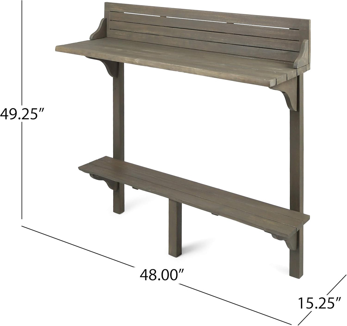 3-Pcs Acacia Wood Outdoor Bar Set, Grey Finish N4557