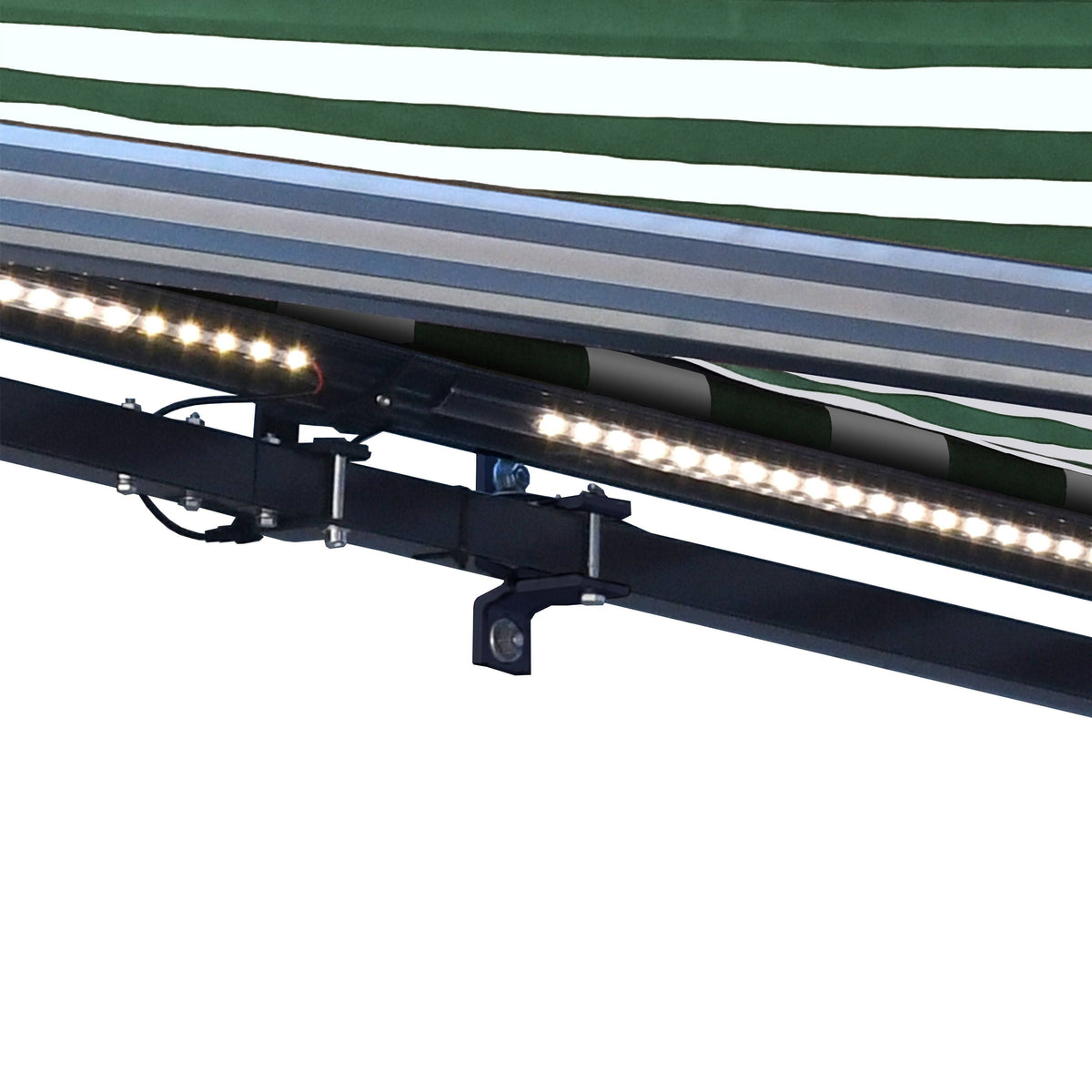 Motorized LED Half Cassette Retractable Awning 10 x 8 Feet Green/White S623233