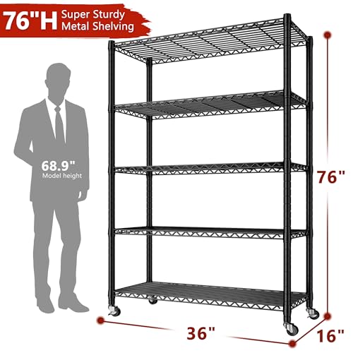5-Tier Heavy Duty Metal Wire Shelving Q250