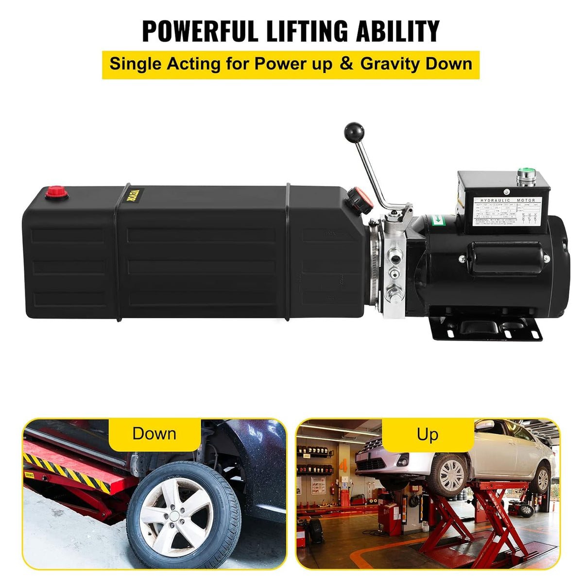 Hydraulic Pump 4 Gallon 3450 RPM 208-230 Volt 2 Horsepower Portable Car Lift U3884