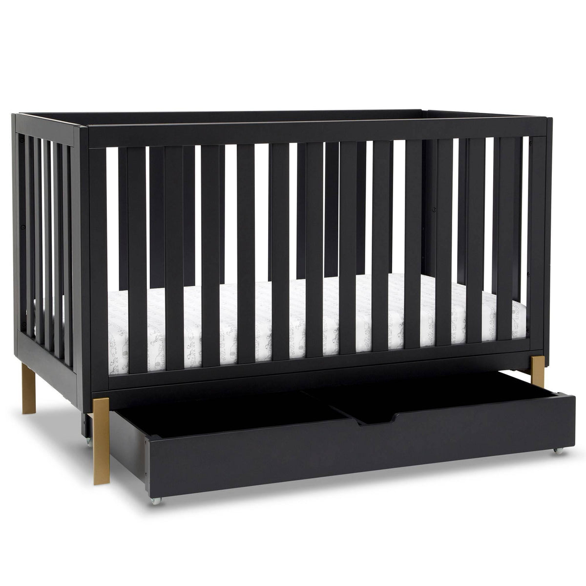 Midnight 4-in-1 Convertible Crib with Roll-Out Storage L47672