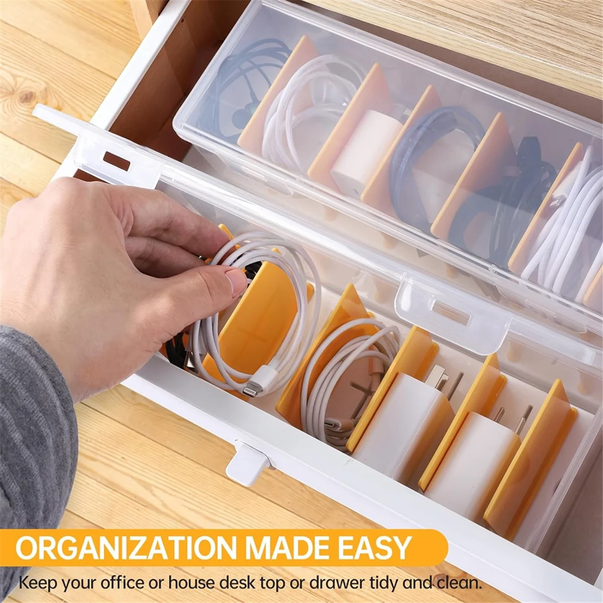 Clear Cable Organizer Box with Lid O724996