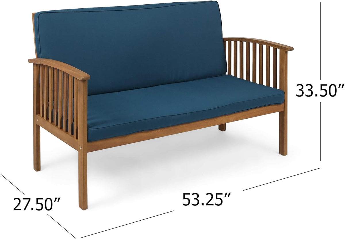 Brown Patina Acacia Wood Outdoor Loveseat J6892