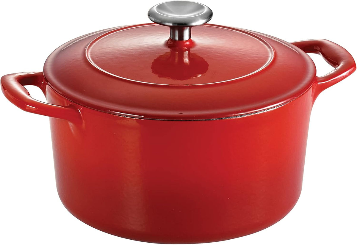 Gradated Red Enameled Cast Iron 3.5-Quart Dutch Oven L47414