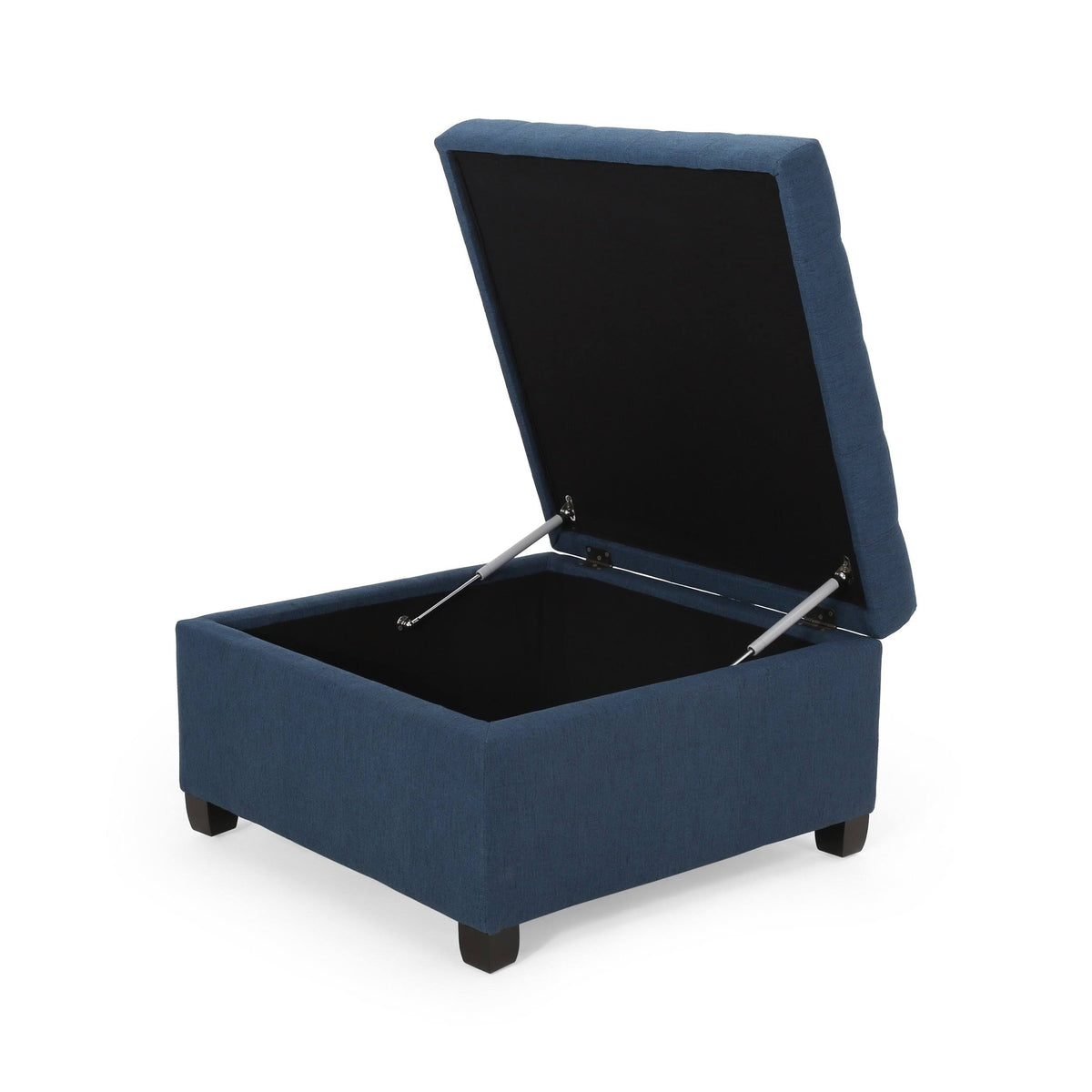 Dark Gray Tufted Fabric Storage Ottoman Q566205