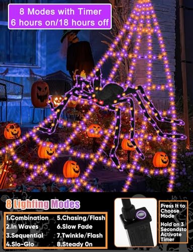 Halloween Decorations Lights with 4ft Spider, 8 Modes, Waterproof Z2055