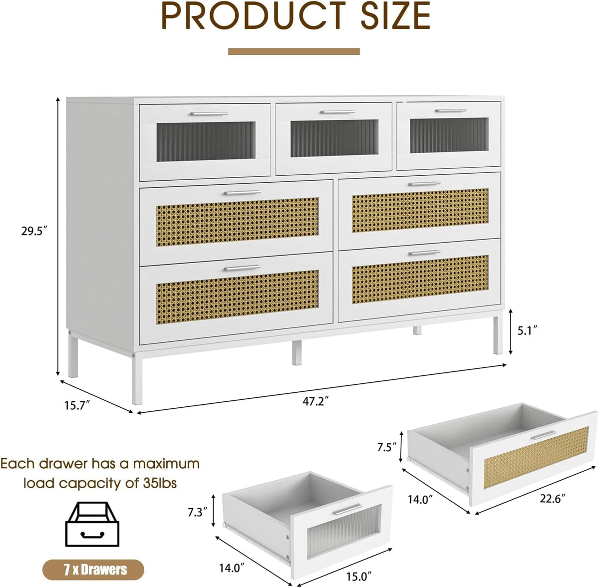 7 Drawer Rattan Dresser A78941