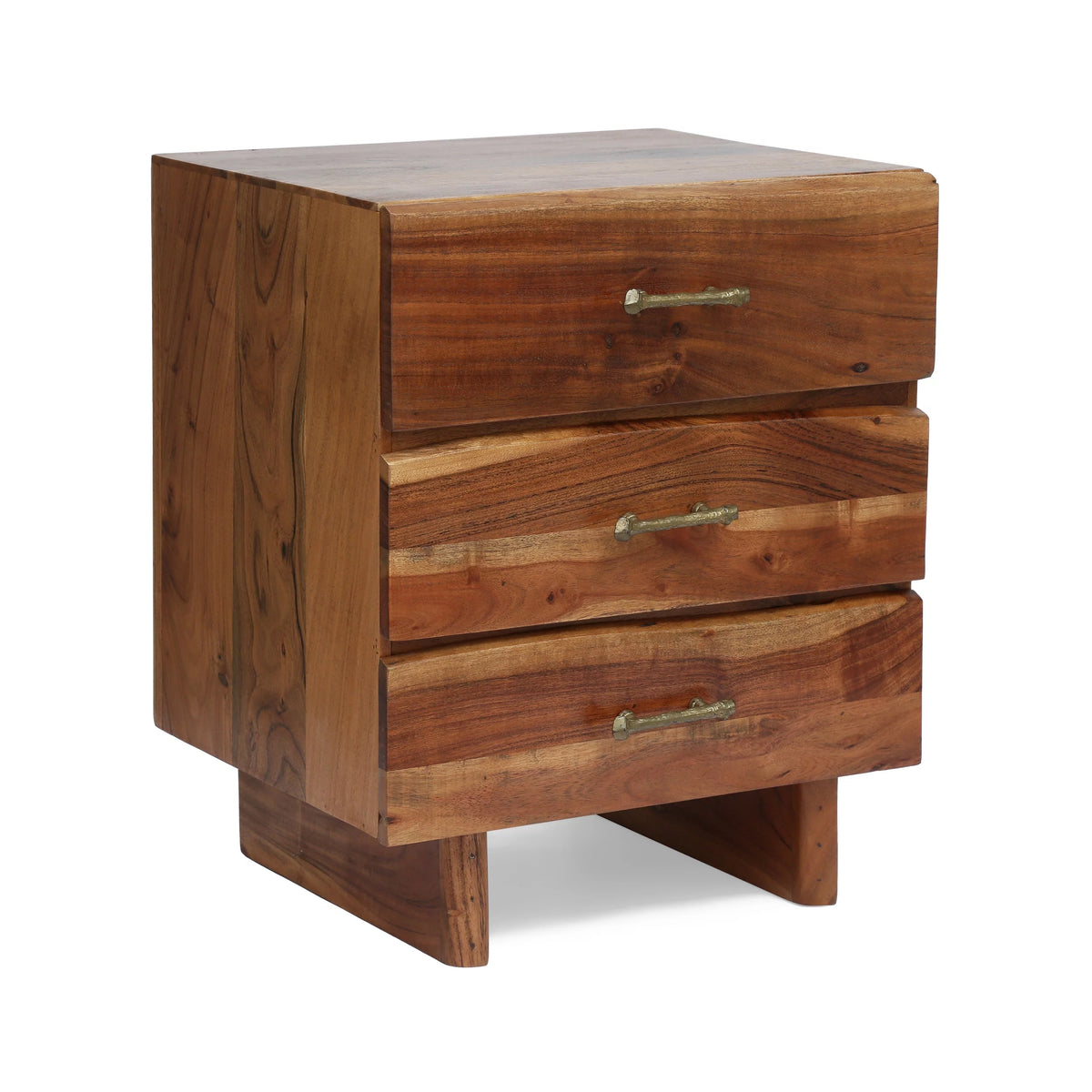 Acacia Wood 3 Drawer Nightstand J68401
