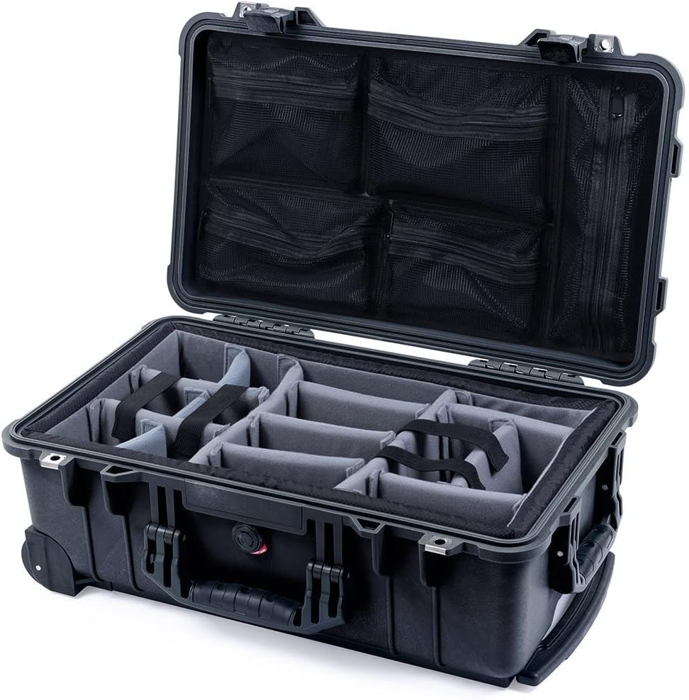 Black Pelican 1510 Case with Grey Dividers & mesh lid Organizer P886
