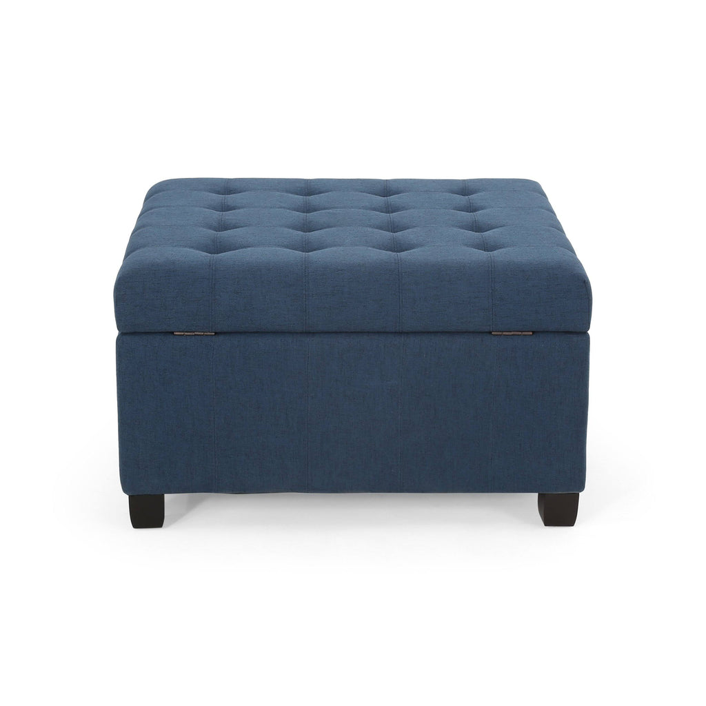 Dark Gray Tufted Fabric Storage Ottoman Q566205