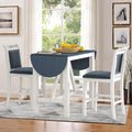3-Piece Counter Height Dining Table Set with Drop Leaf and Upholstered Chairs B33111