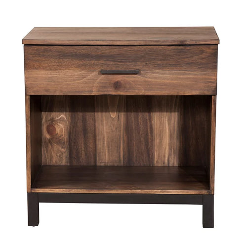 2 Piece Bedroom Set with Two 1 Drawer Wood Nightstands in Rustic Pine Z431