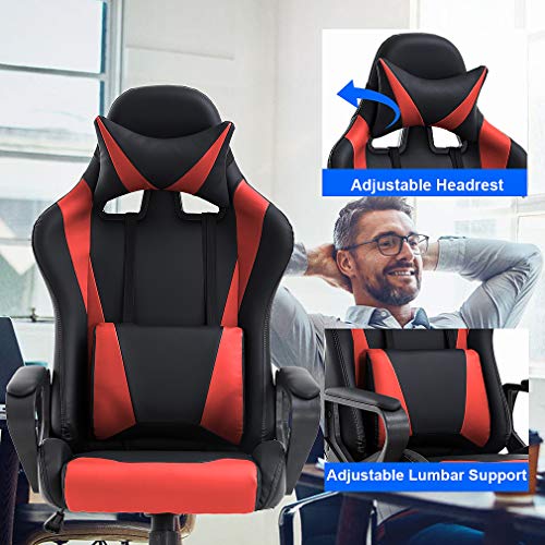 White Ergonomic High-Back Gaming Chair with Lumbar Support M85770