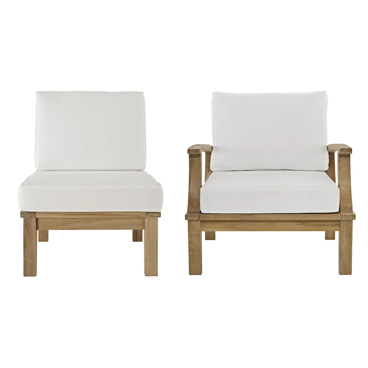 White Fabric Wood 2 Pc Outdoor Sofa Set T299952