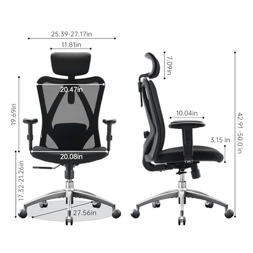 Black Ergonomic Office Chair with Adjustable Headrest and Lumbar Support G91568