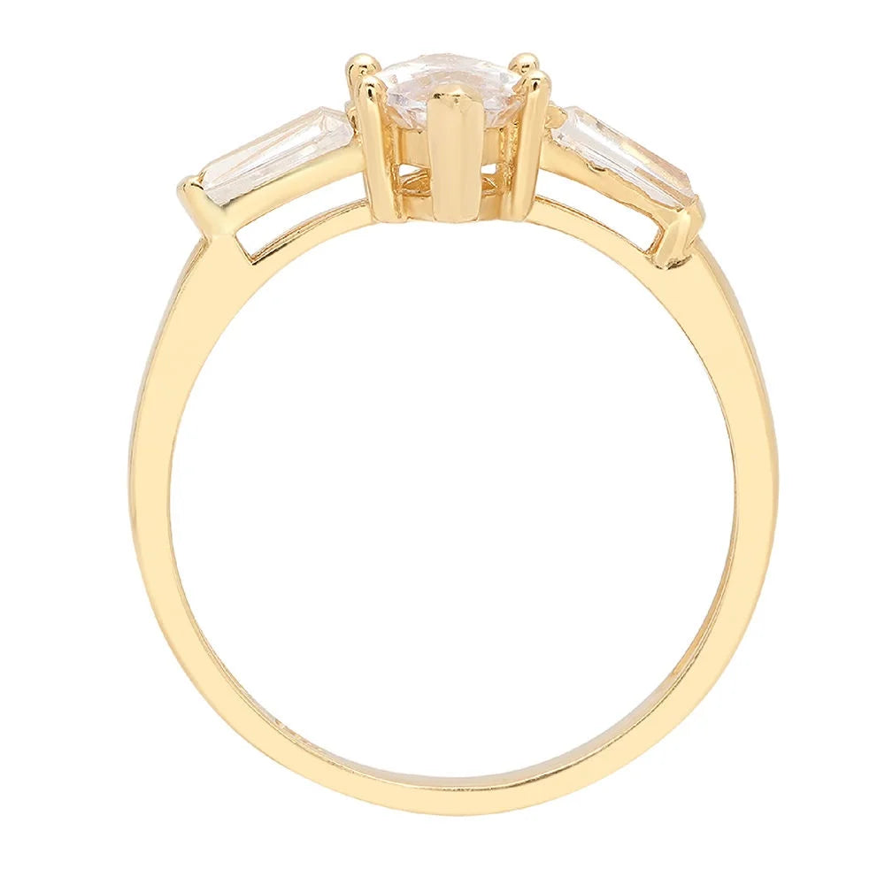 18k Yellow Gold 3 stone Moissanite Ring Size 9.25 O6391