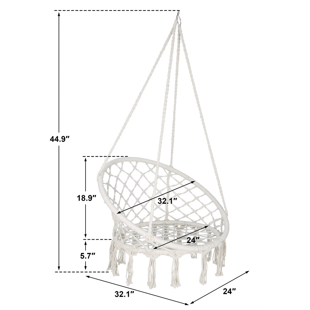 Hammock Chair Macrame Swing Chair Beige M5809