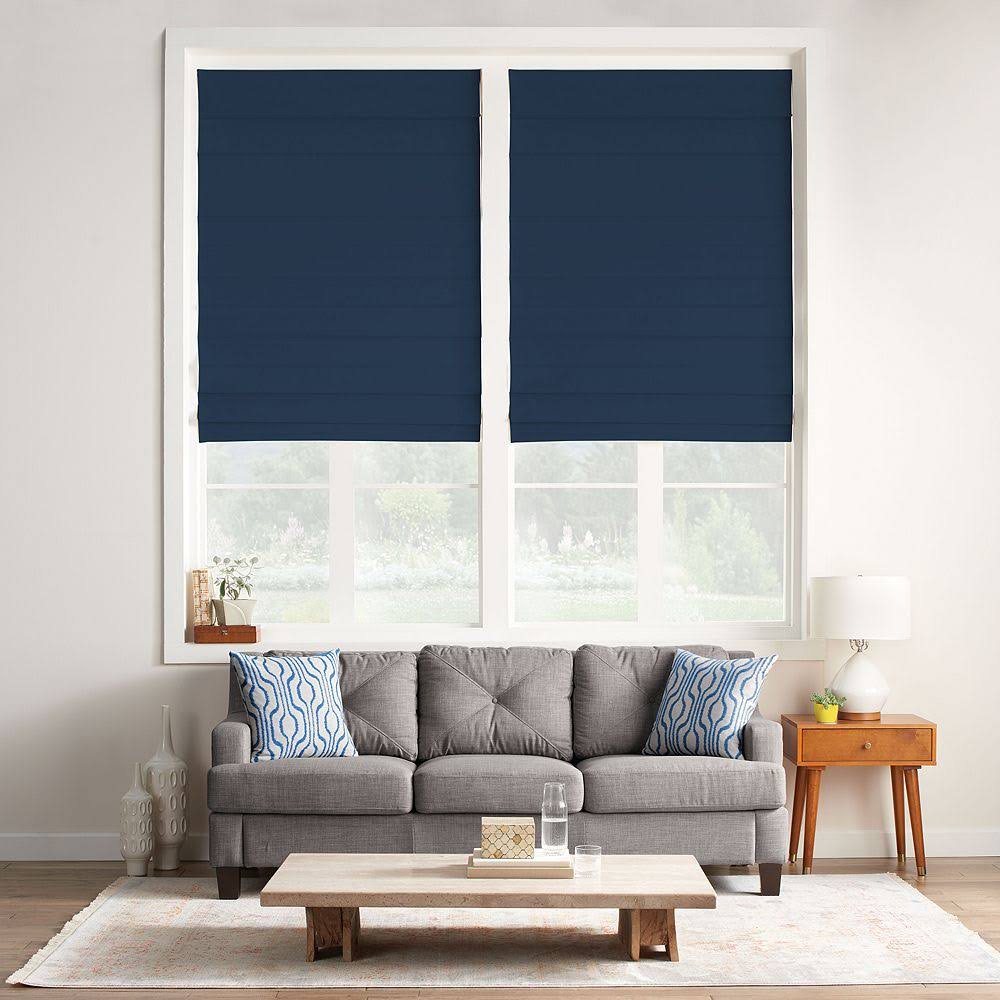 Blue Cordless Roman Shade E635
