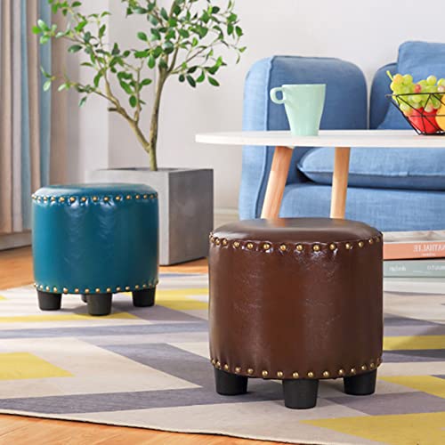 Gray Round Rivet Footrest Pu Ottoman A892915
