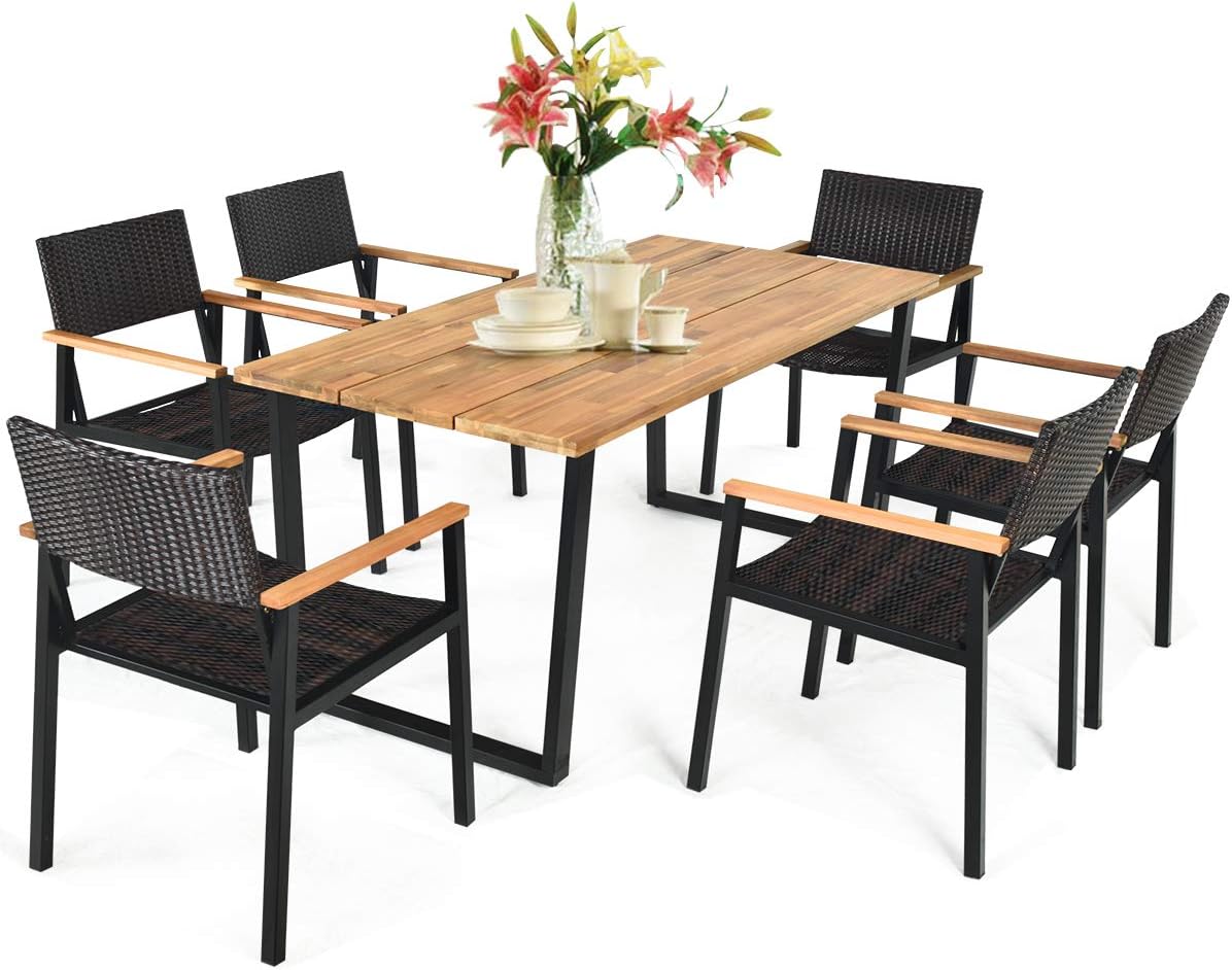 7 Pc Acacia Wood Outdoor Dining Set N845