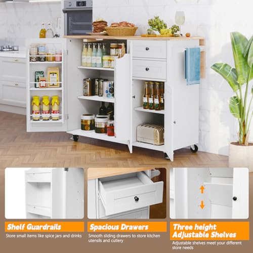 Kitchen Island with Storage on Wheels H169