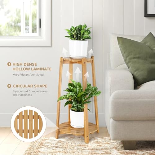 2 Tier Round Bamboo Plant Stand 12 Inch F962541